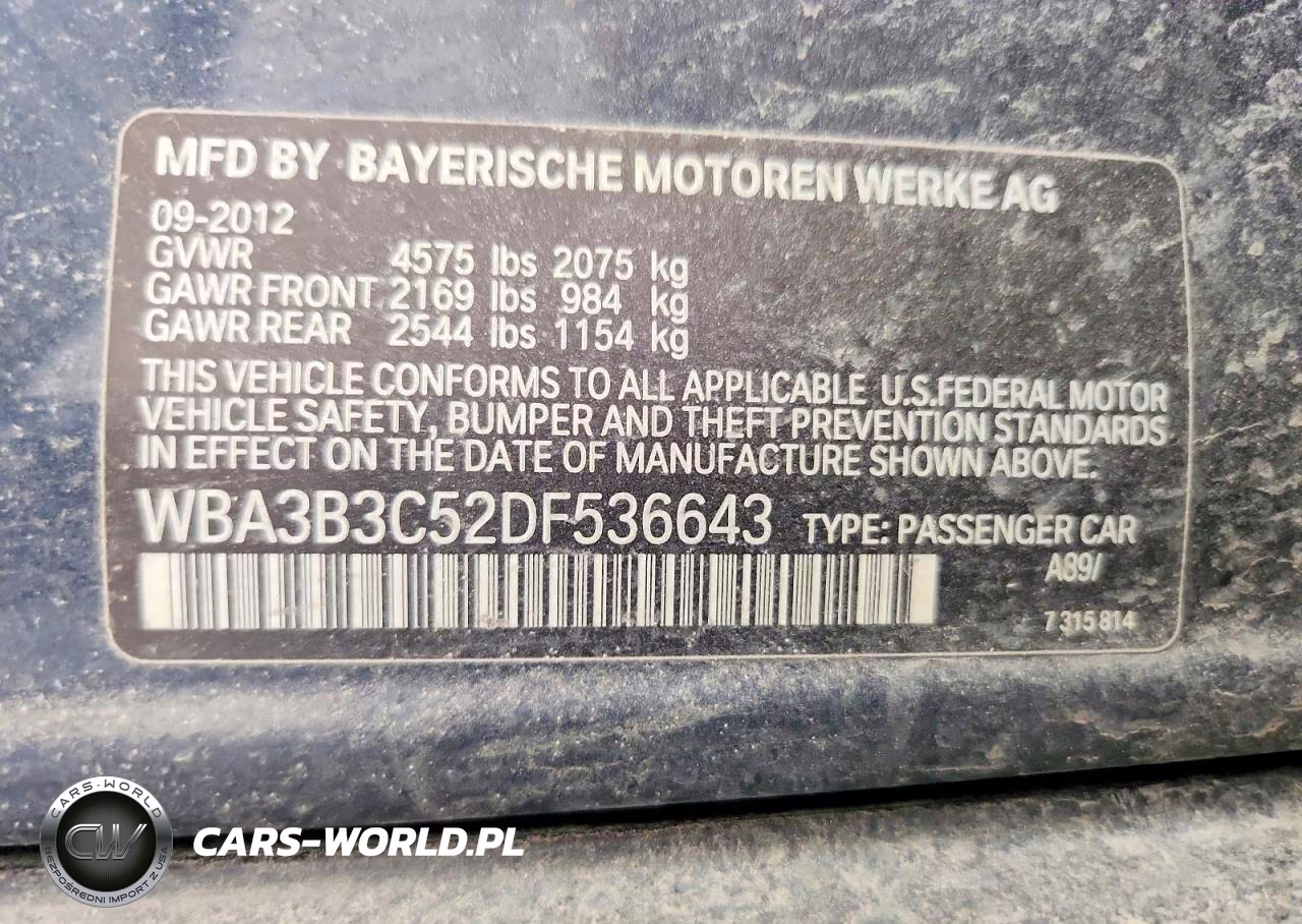 2013 BMW 328 Xi VIN:WBA3B3C52DF536643 - 12