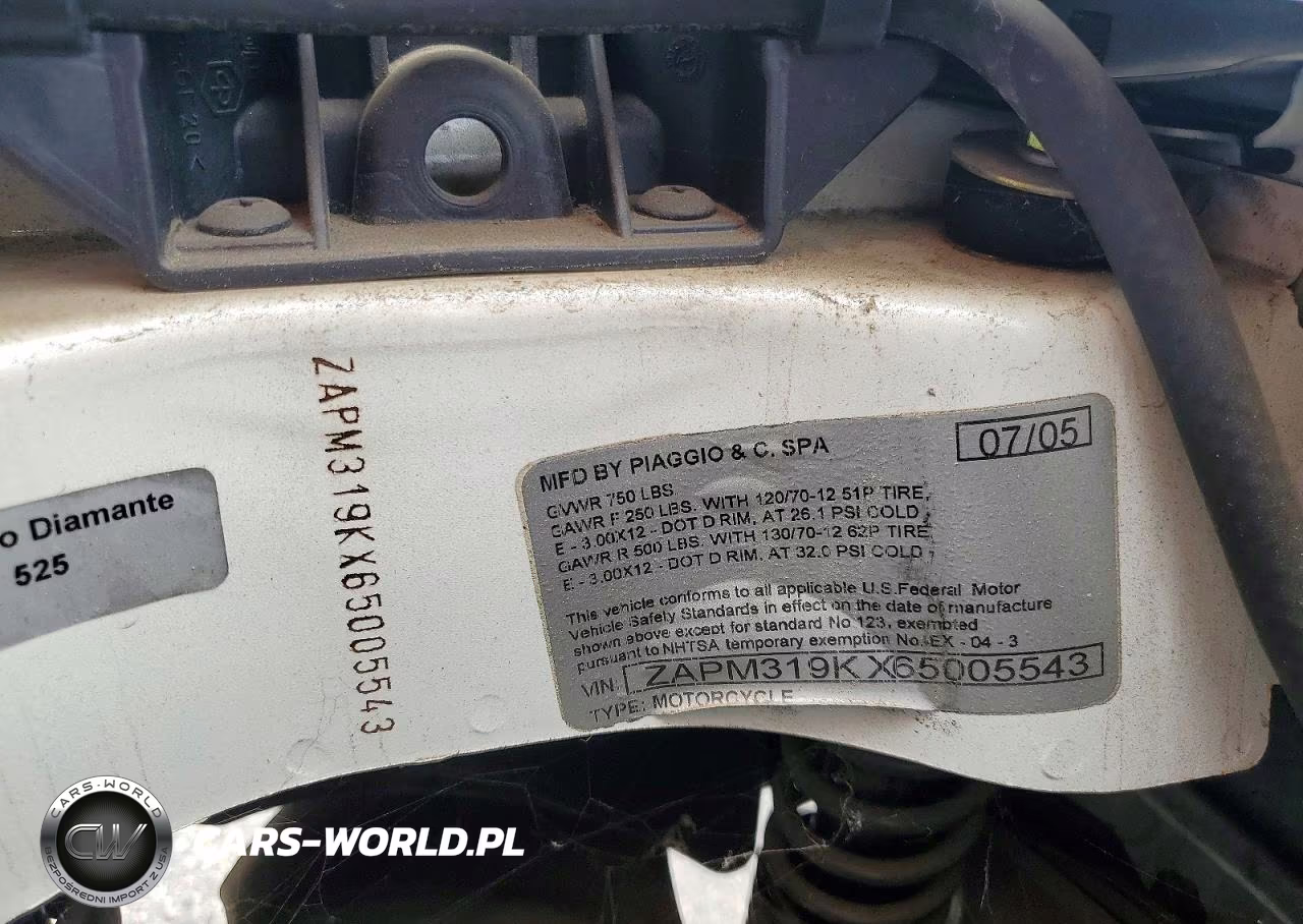 2006 Vespa Granturismo 200 VIN:ZAPM319KX65005543 - 9