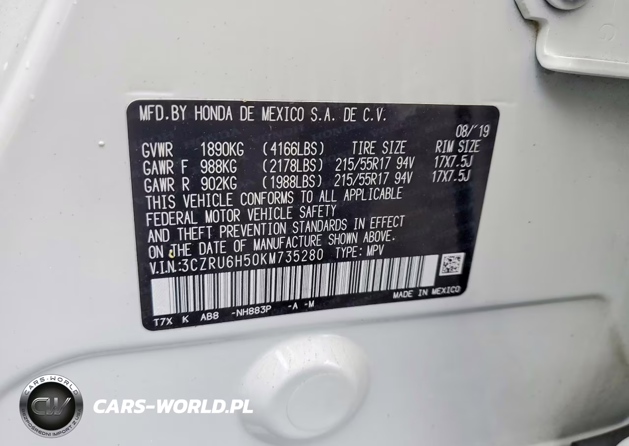 2019 Honda Hr-V Ex VIN:3CZRU6H50KM735280 - 13