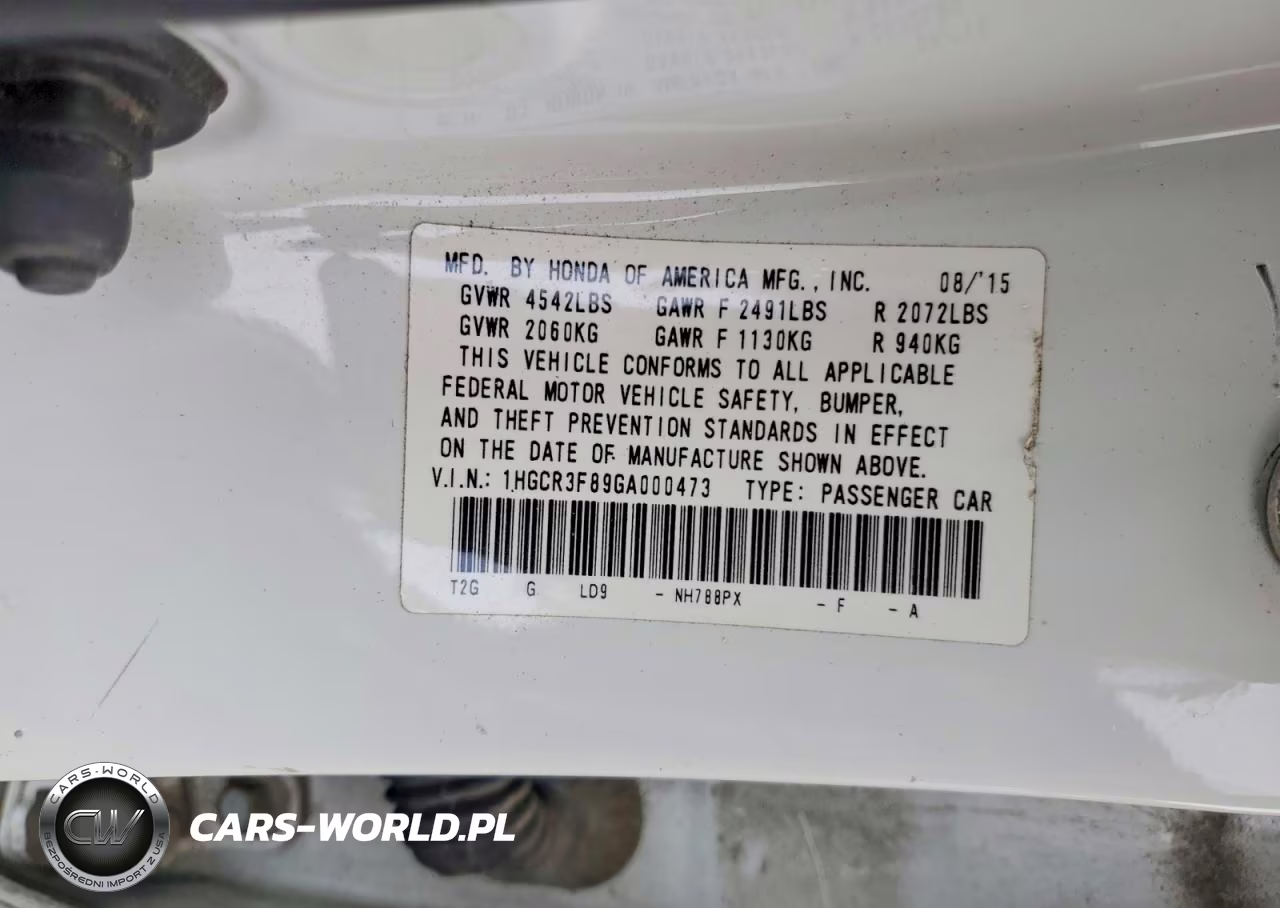 2016 Honda Accord Exl VIN:1HGCR3F89GA000473 - 13