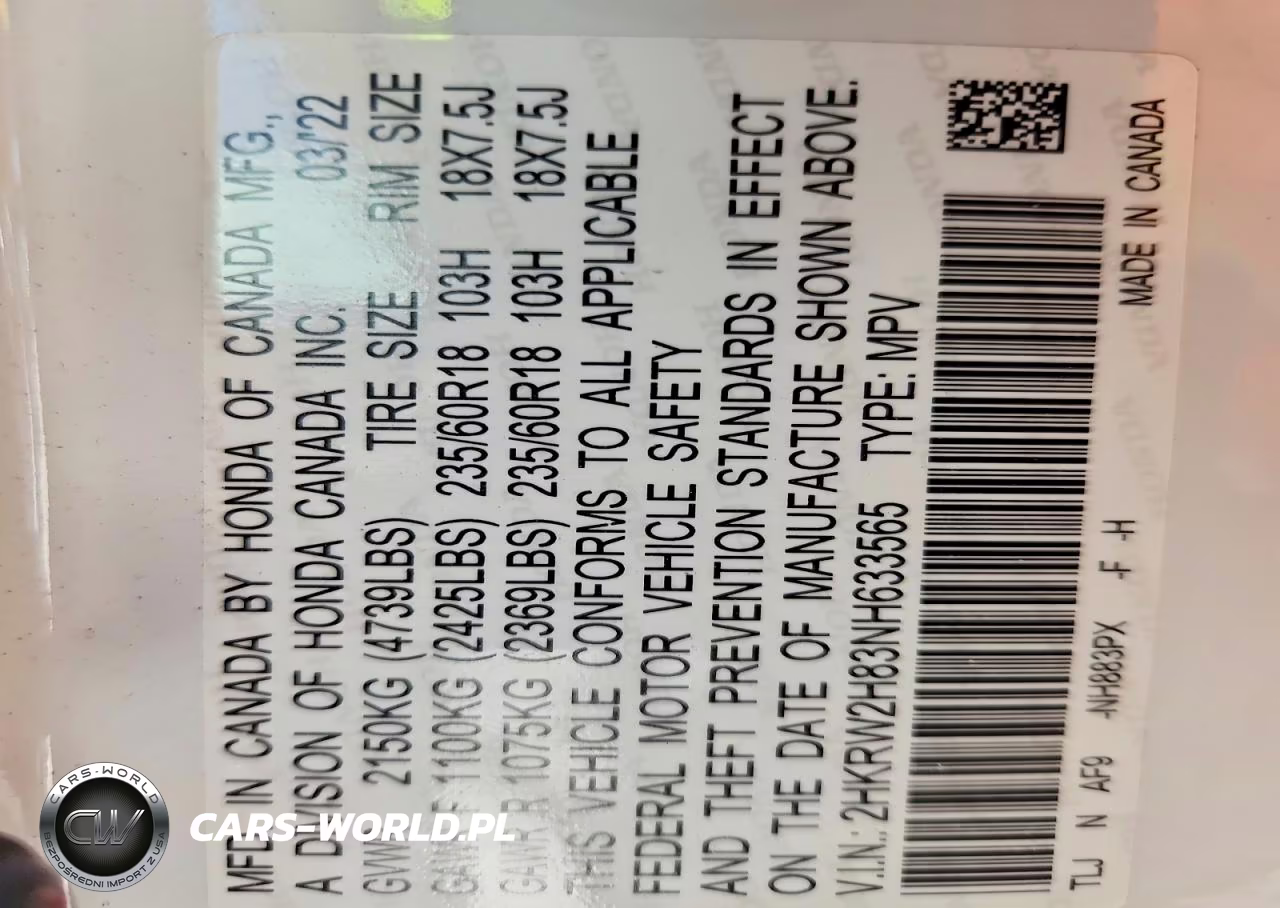 2022 Honda Cr-V Exl VIN:2HKRW2H83NH633565 - 13