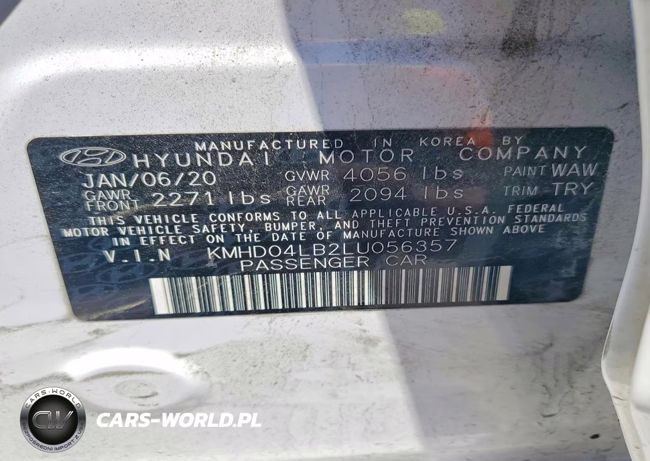 2020 Hyundai Elantra Sport VIN:KMHD04LB2LU056357 - 12
