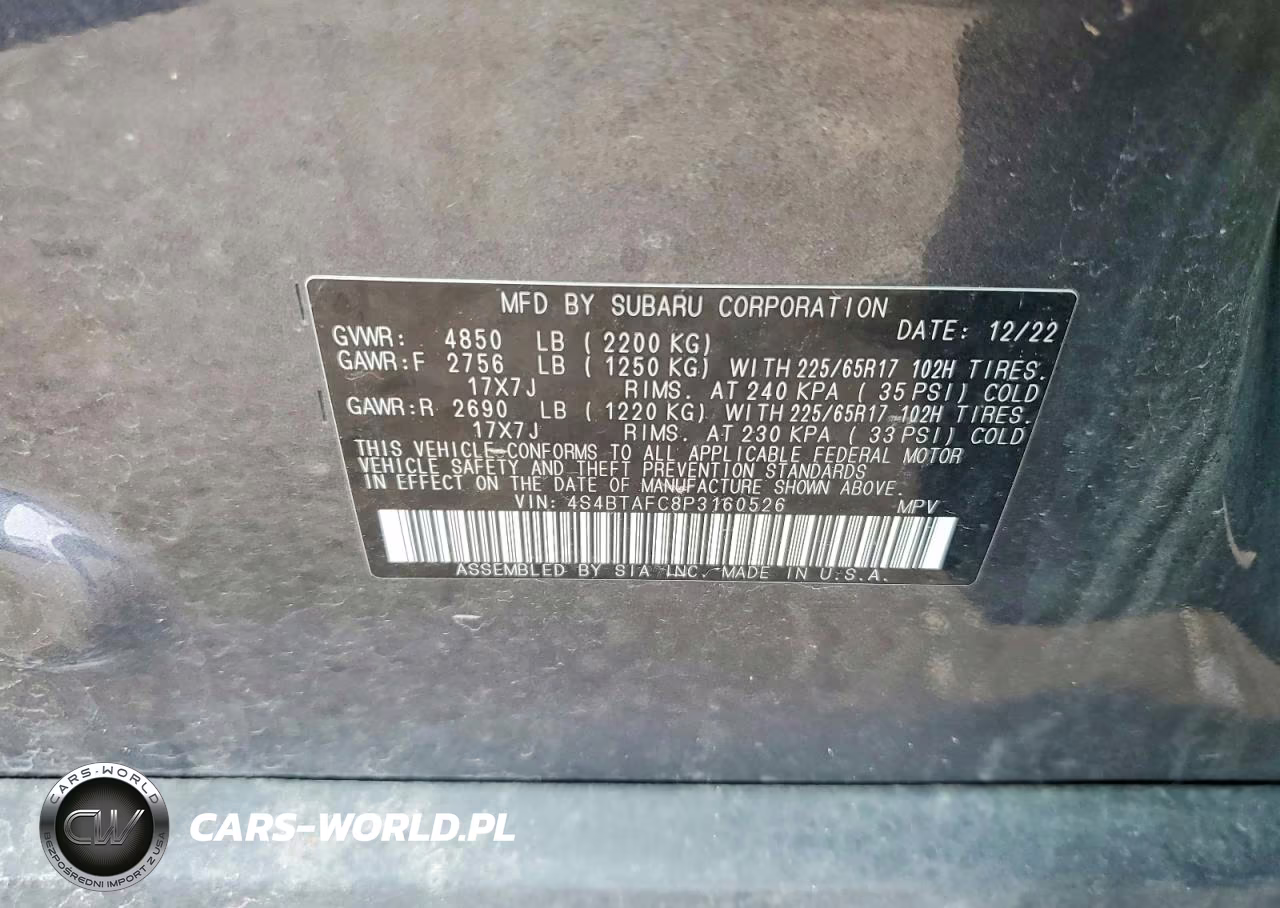 2023 Subaru Outback Premium VIN:4S4BTAFC8P3160526 - 13