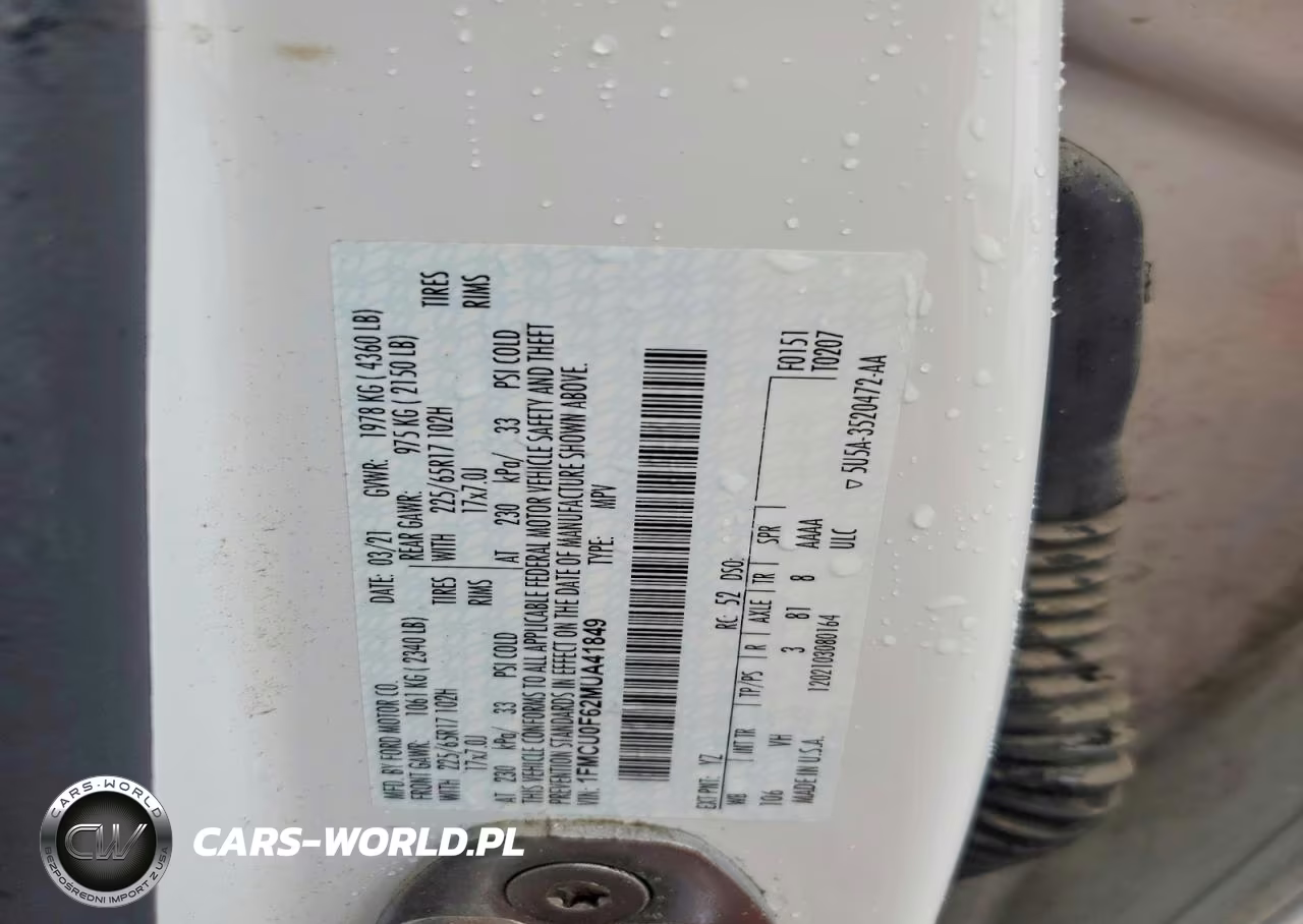 2021 Ford Escape S VIN:1FMCU0F62MUA41849 - 13