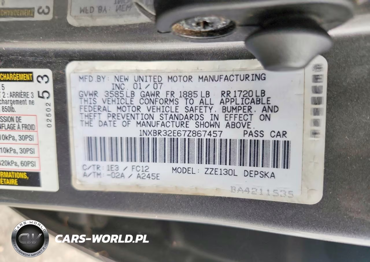 2007 Toyota Corolla S VIN:1NXBR32E67Z867457 - 12