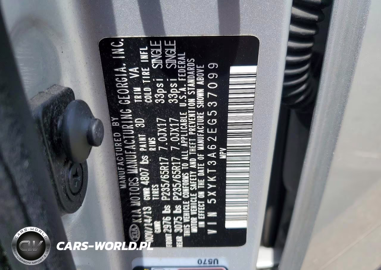 2014 Kia Sorento Lx VIN:5XYKT3A62EG537099 - 13