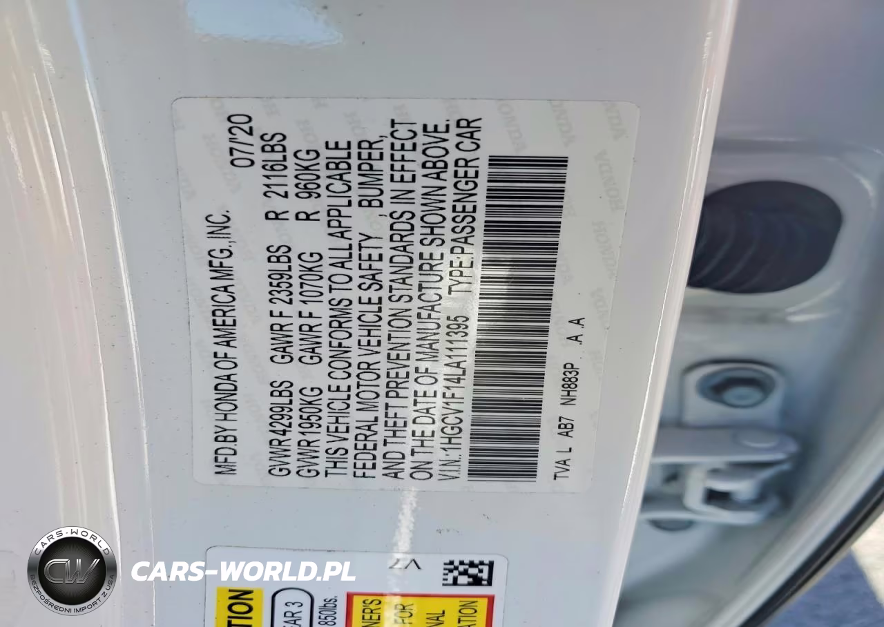 2020 Honda Accord Lx VIN:1HGCV1F14LA111395 - 12