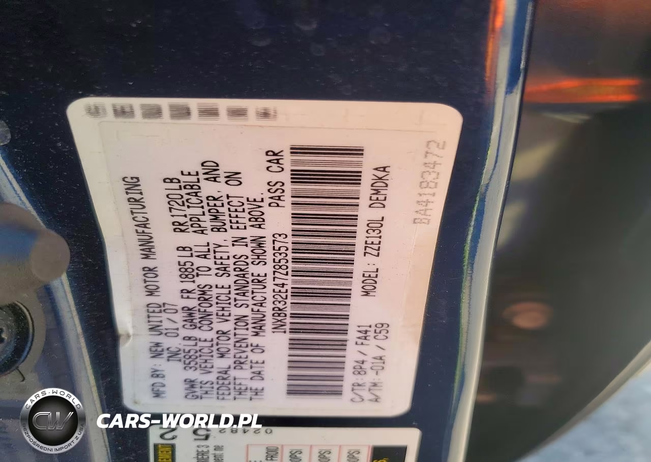 2007 Toyota Corolla Ce VIN:1NXBR32E47Z853573 - 12