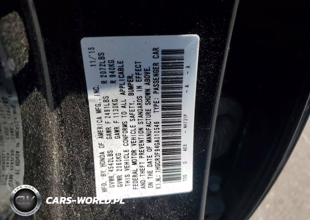2016 Honda Accord Touring VIN:1HGCR3F94GA010546 - 13