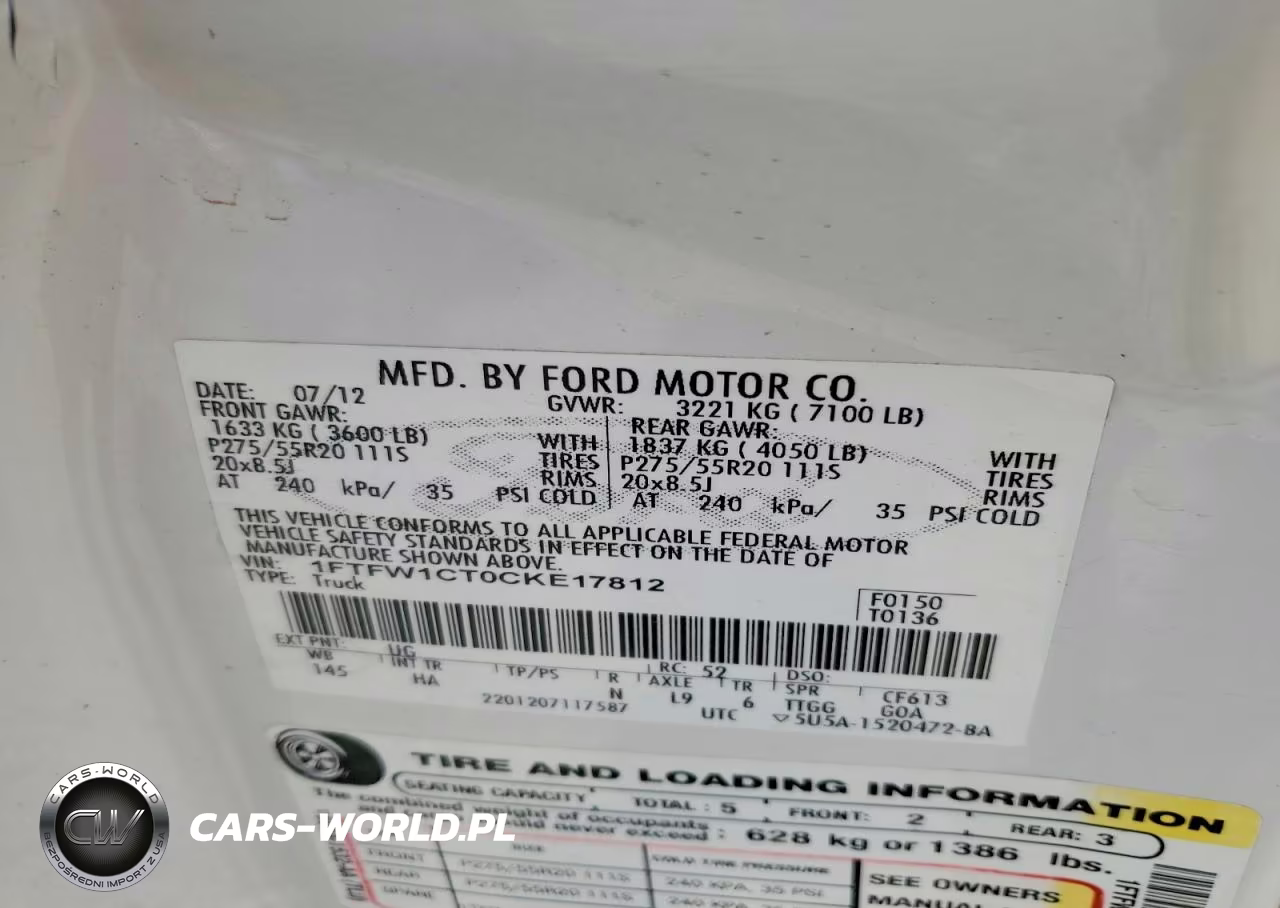 2012 Ford F150 Supercrew VIN:1FTFW1CT0CKE17812 - 12