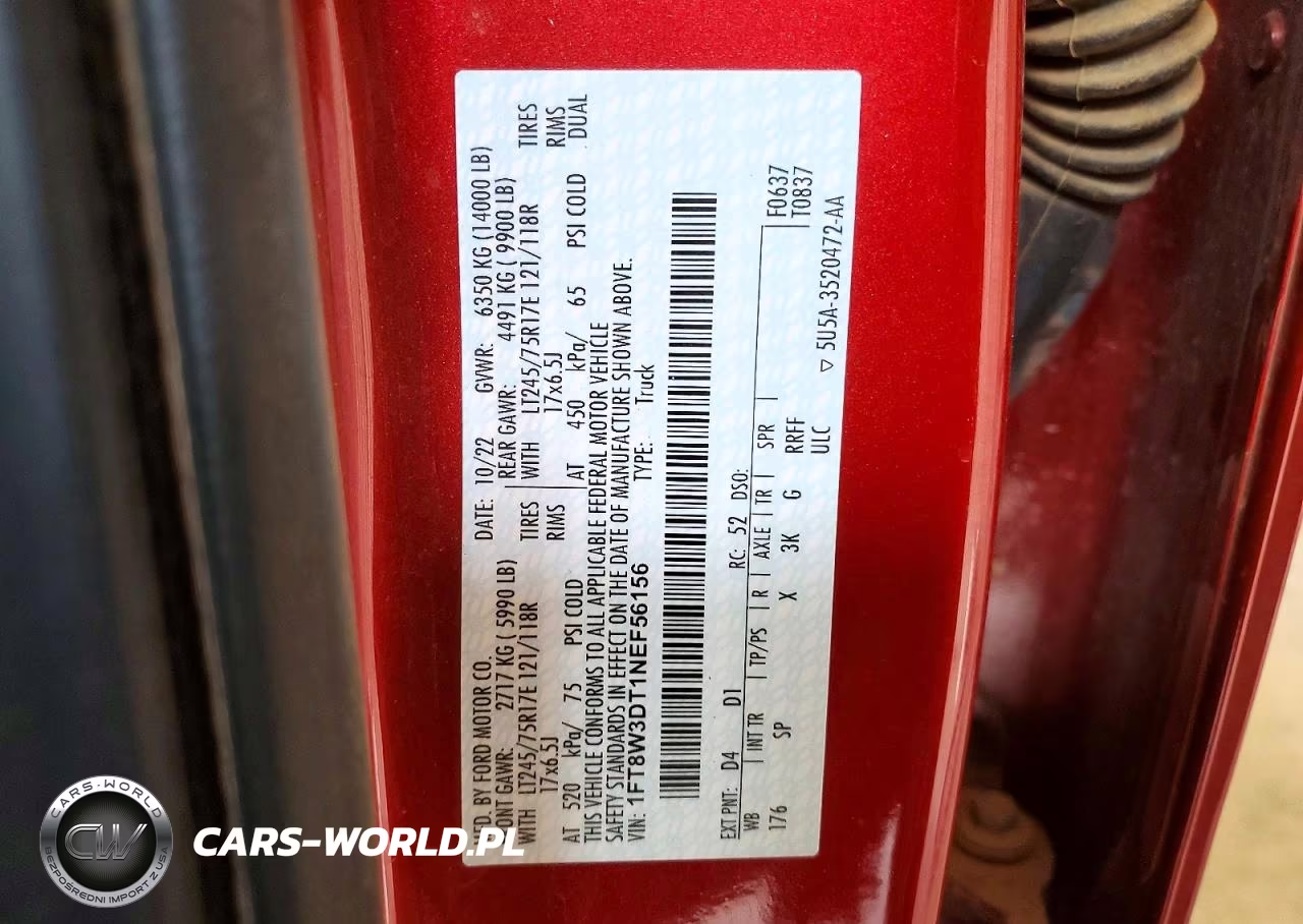 2022 Ford F350 Super Duty VIN:1FT8W3DT1NEF56156 - 12