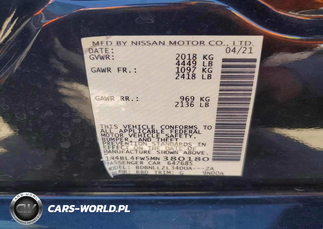 2021 Nissan Altima Platinum VIN:1N4BL4FW5MN380180 - 12