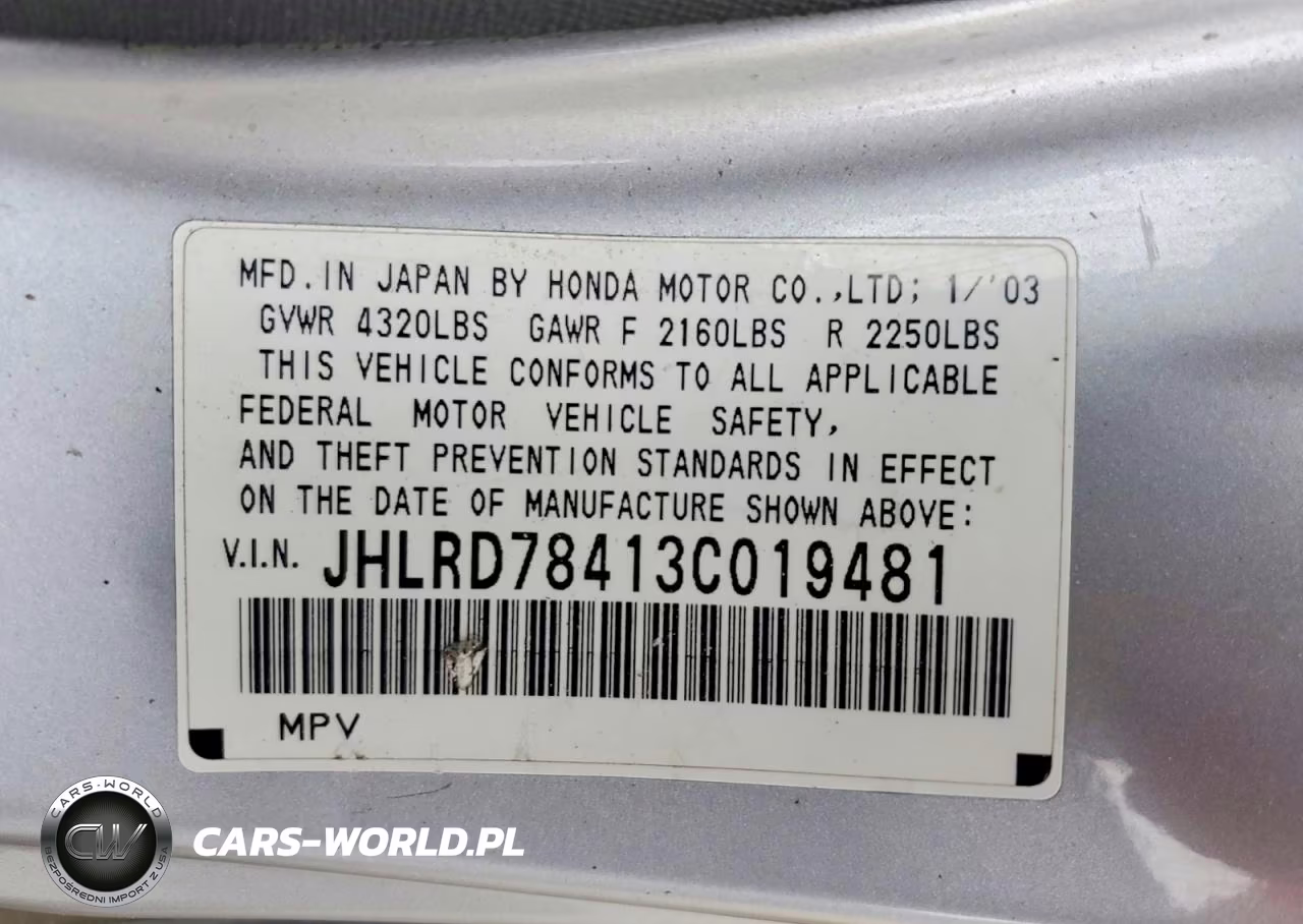 2003 Honda Cr-V Lx VIN:JHLRD78413C019481 - 14