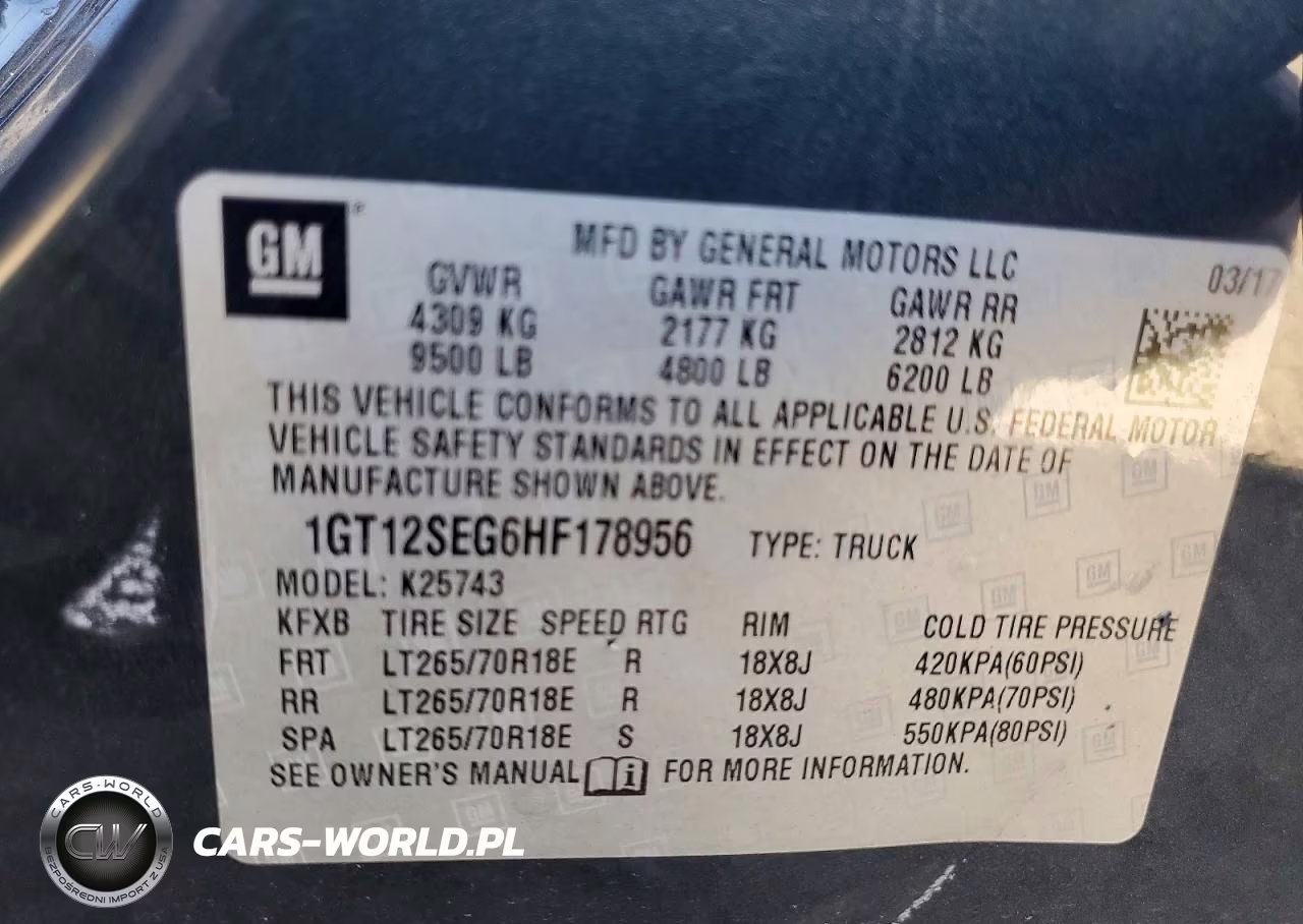 2017 GMC Sierra K2500 Sle VIN:1GT12SEG6HF178956 - 12