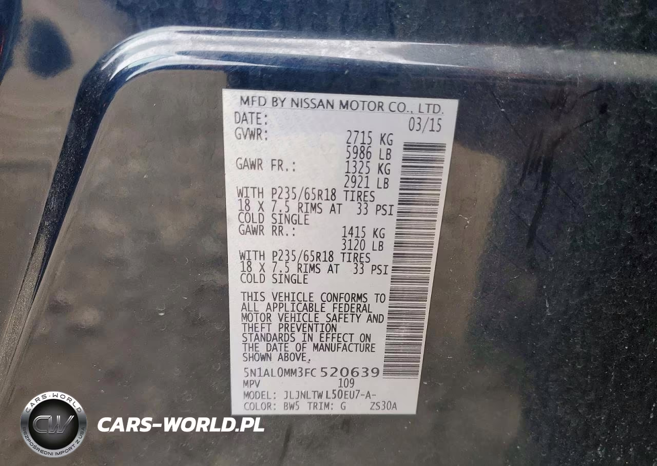 2015 Infiniti Qx60 Base VIN:5N1AL0MM3FC520639 - 13