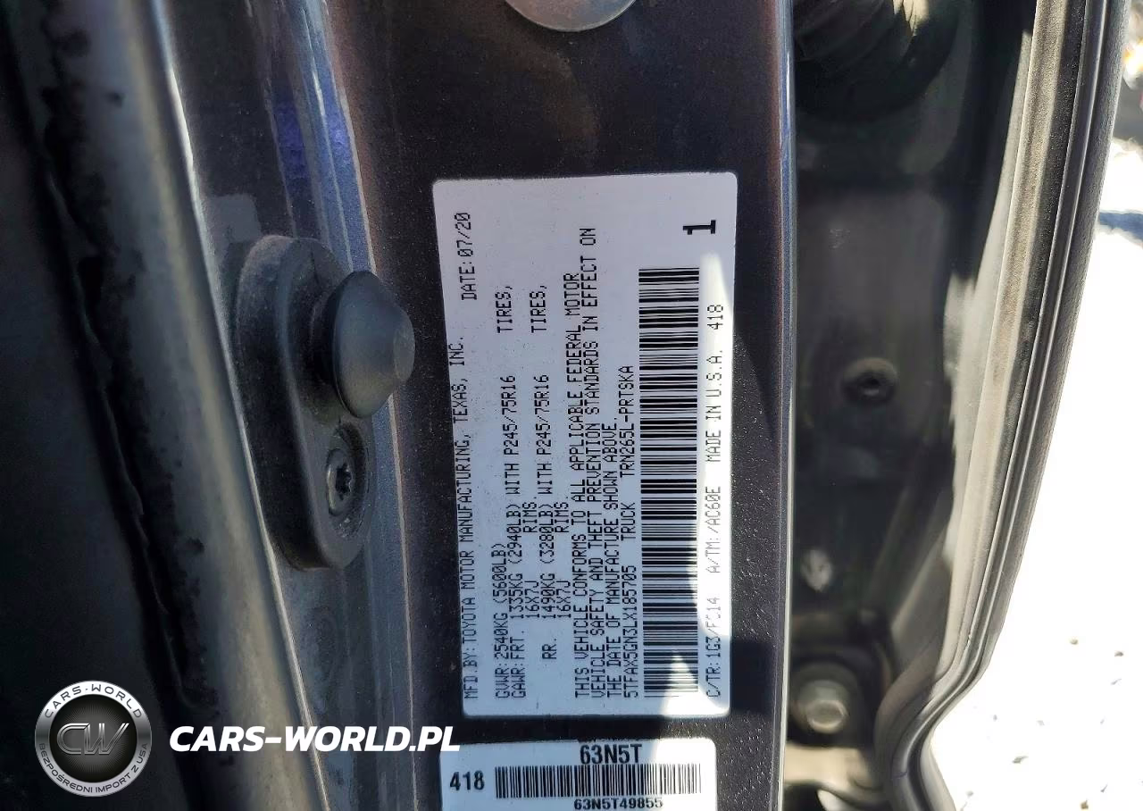 2020 Toyota Tacoma Sr5 VIN:5TFAX5GN3LX185705 - 12