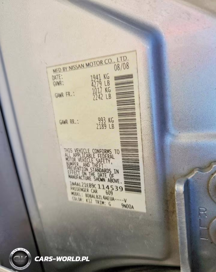 2009 Nissan Altima 2.5 VIN:1N4AL21E89C114539 - 12