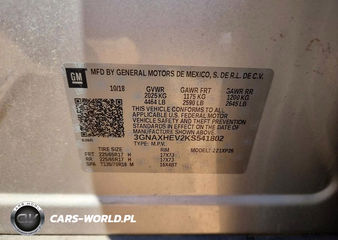 2019 Chevrolet Equinox Ls VIN:3GNAXHEV2KS541802 - 14