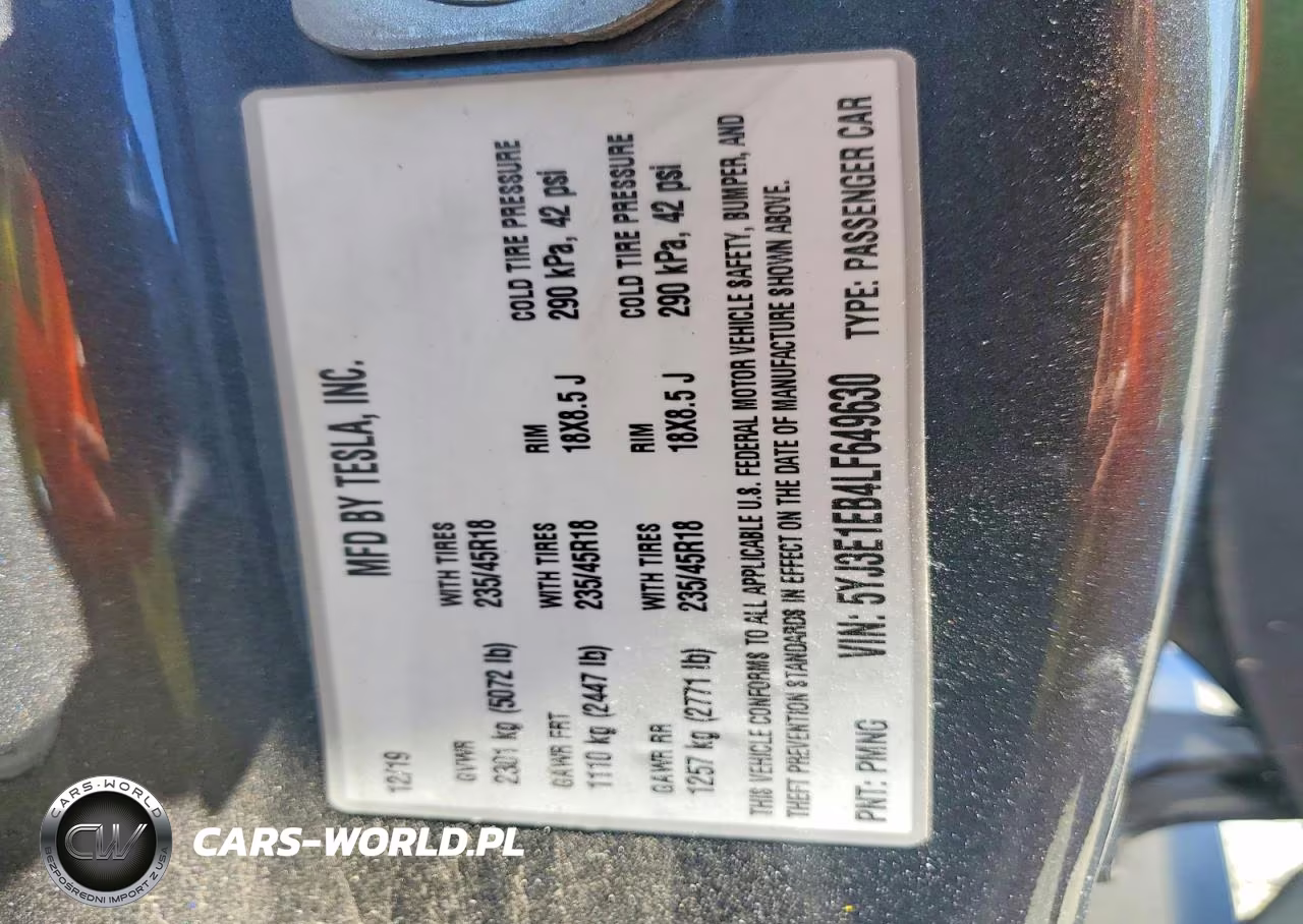 2020 Tesla Model 3 VIN:5YJ3E1EB4LF649630 - 12