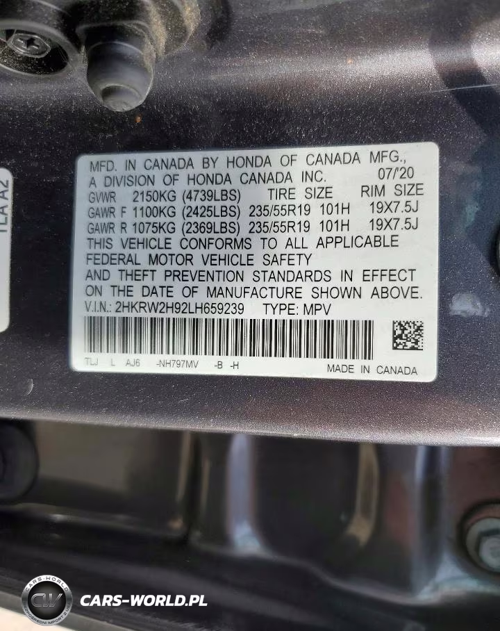 2020 Honda Cr-V Touring VIN:2HKRW2H92LH659239 - 13