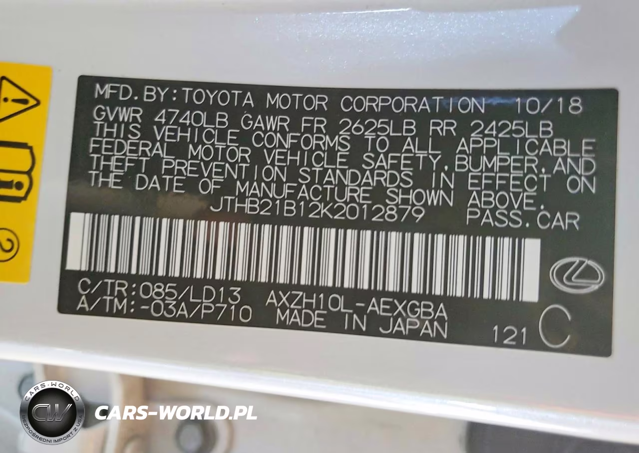 2019 Lexus Es 300H VIN:JTHB21B12K2012879 - 12
