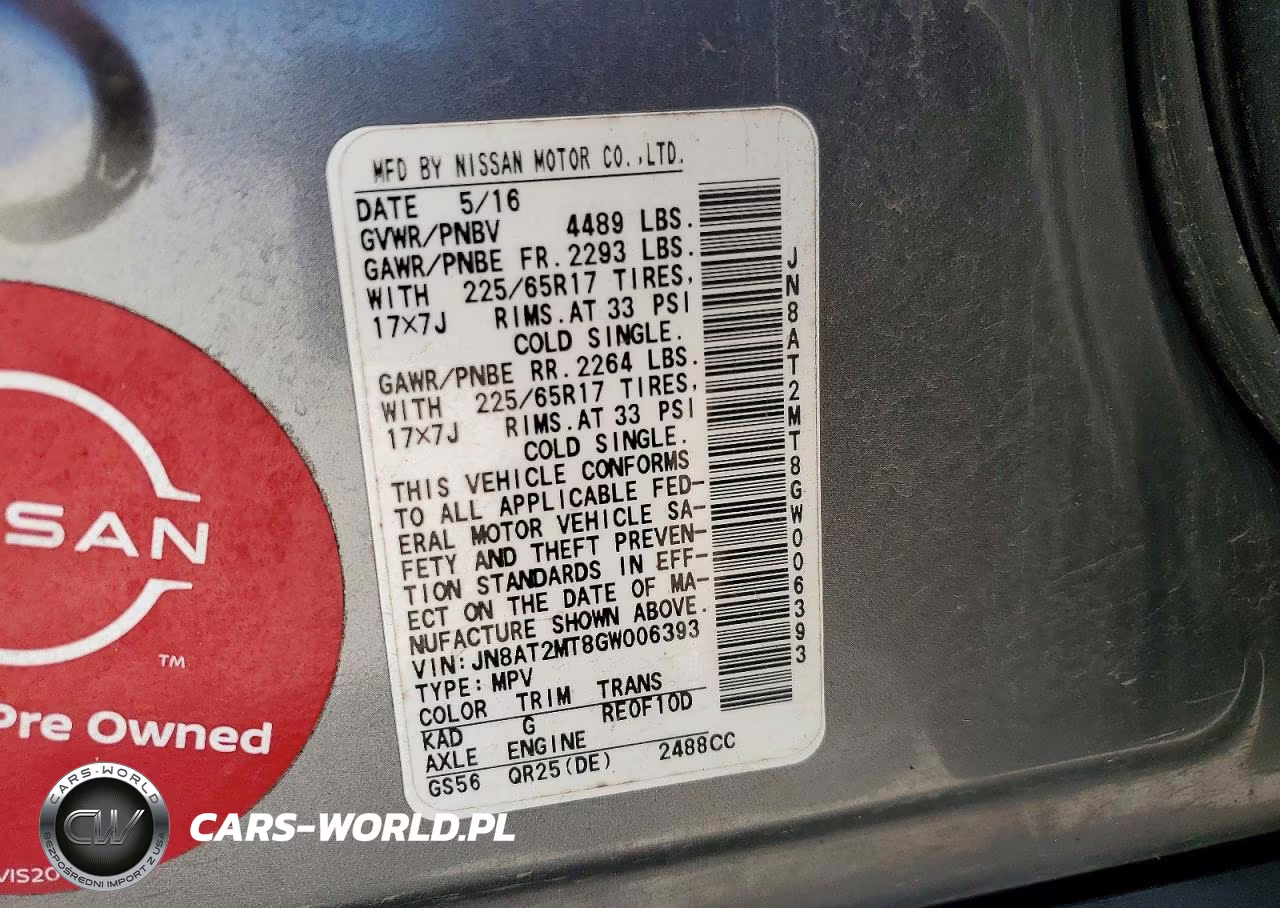 2016 Nissan Rogue S VIN:JN8AT2MT8GW006393 - 13
