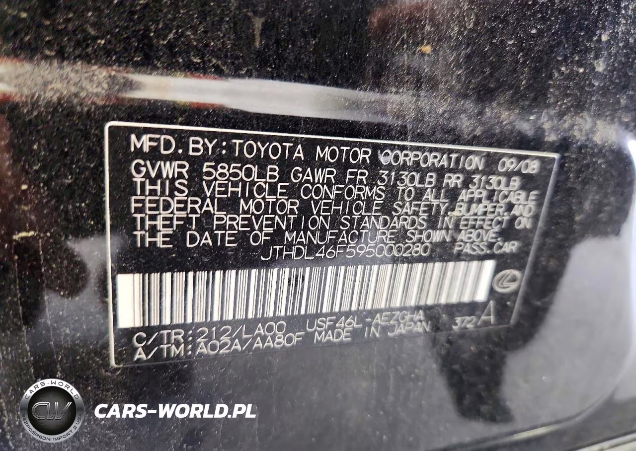 2009 Lexus Ls 460L VIN:JTHDL46F595000280 - 12