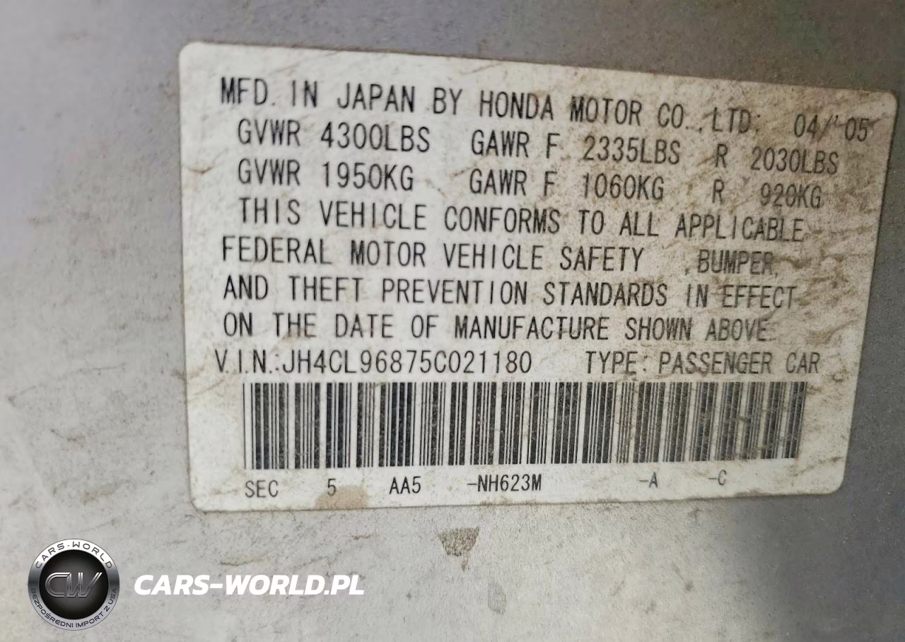 2005 Acura Tsx VIN:JH4CL96875C021180 - 12