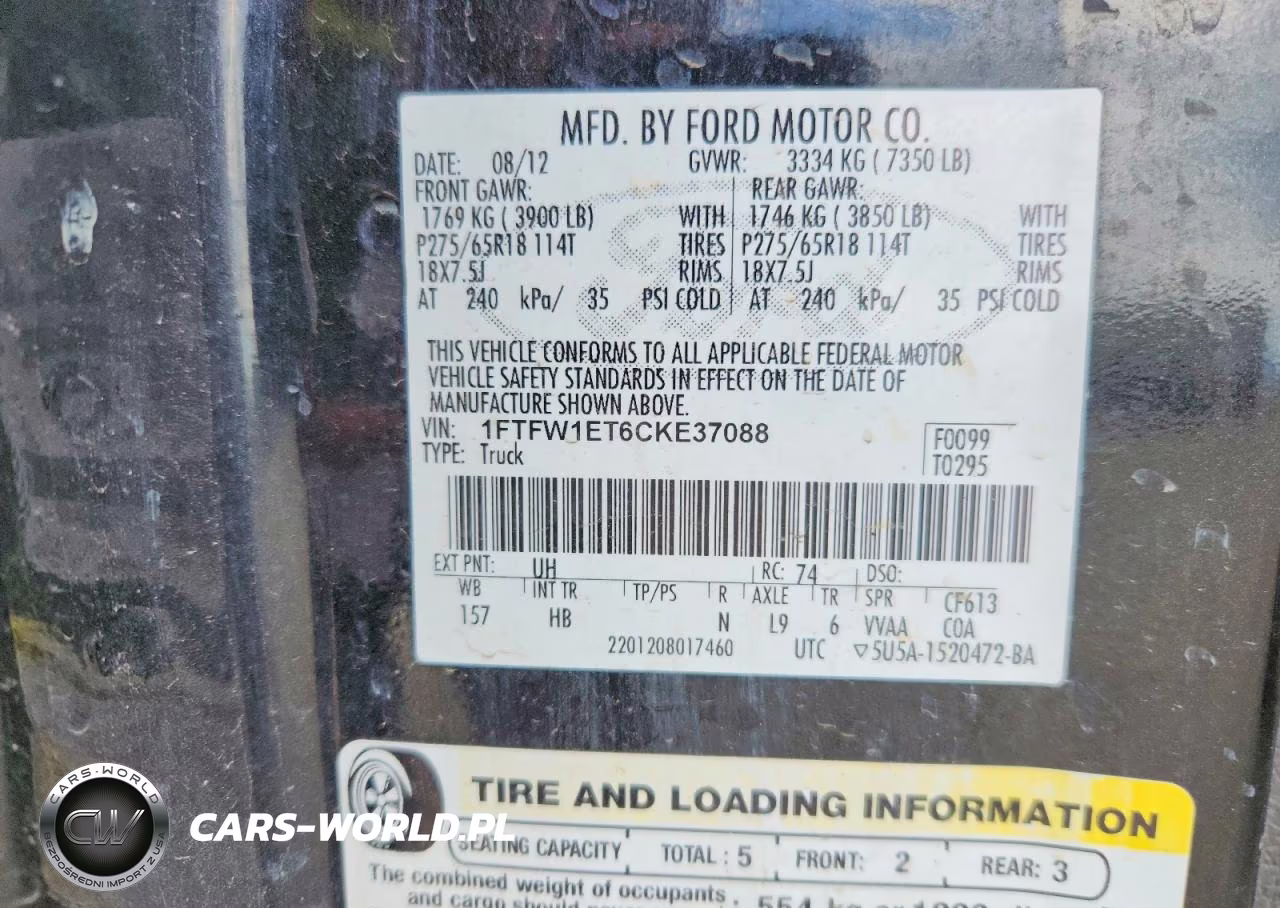 2012 Ford F150 Supercrew VIN:1FTFW1ET6CKE37088 - 12