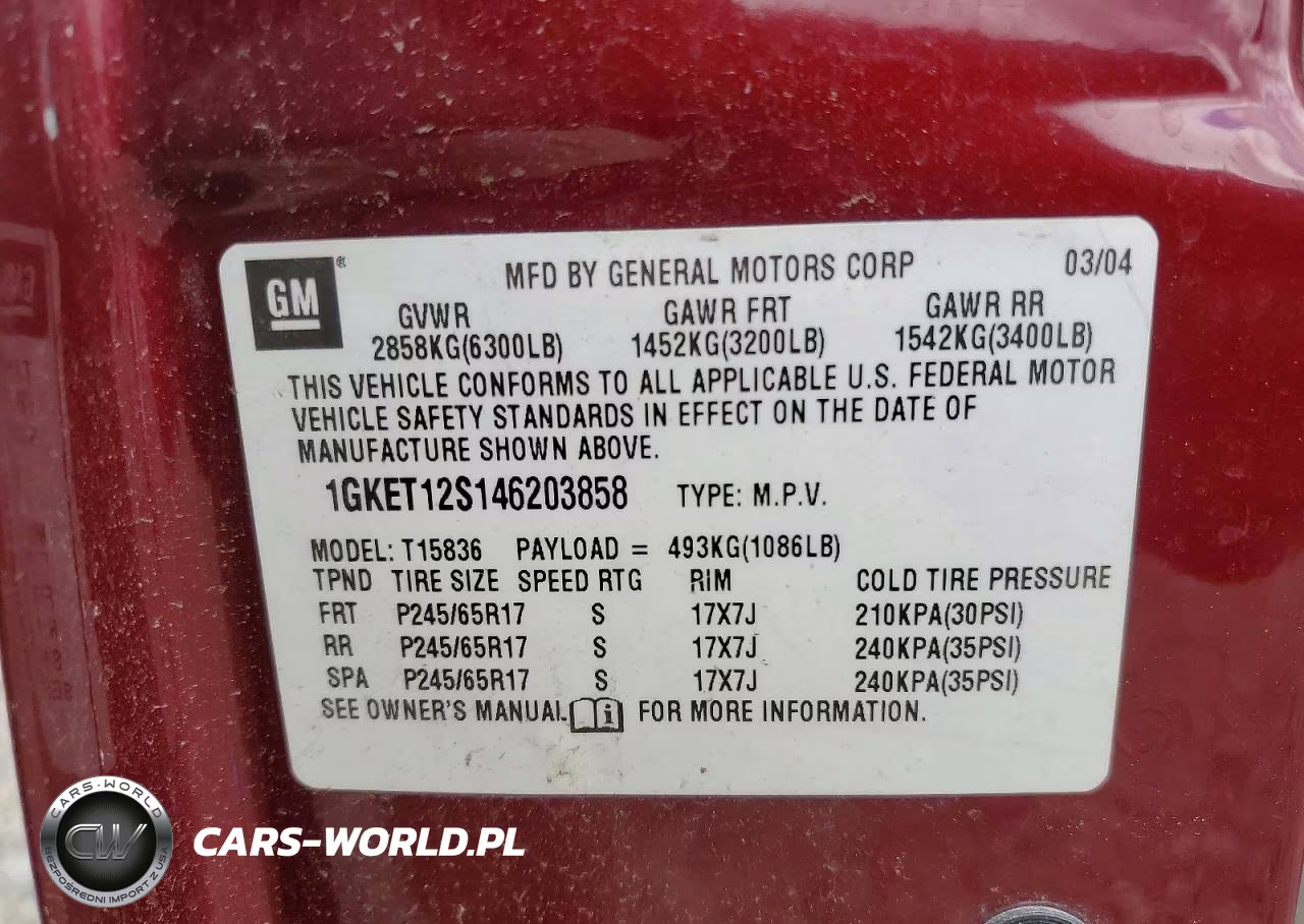 2004 GMC Envoy Xuv VIN:1GKET12S146203858 - 13