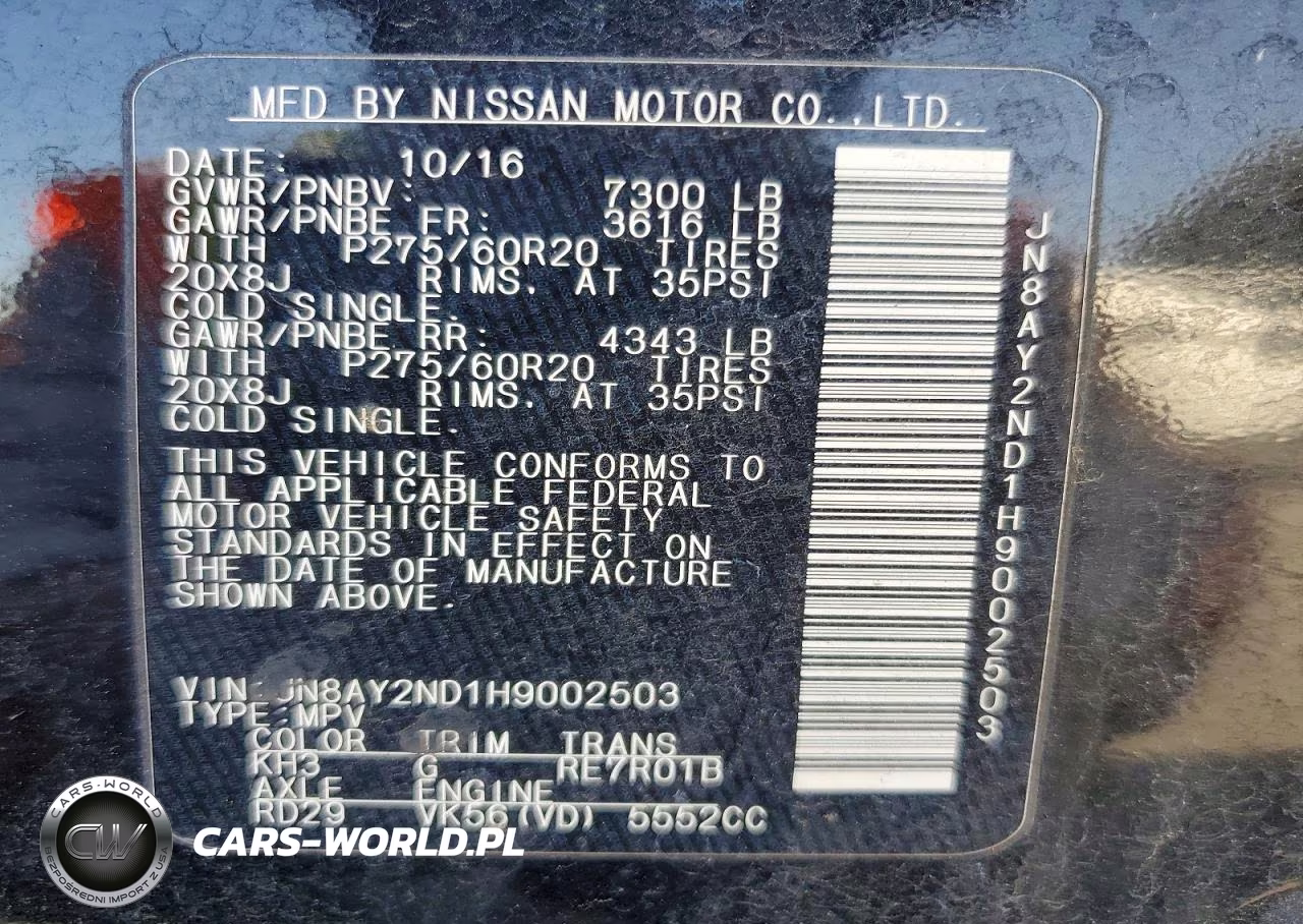 2017 Nissan Armada Platinum VIN:JN8AY2ND1H9002503 - 13