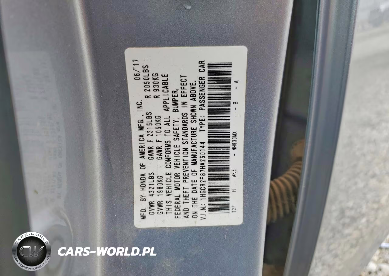 2017 Honda Accord Exl VIN:1HGCR2F87HA250144 - 13