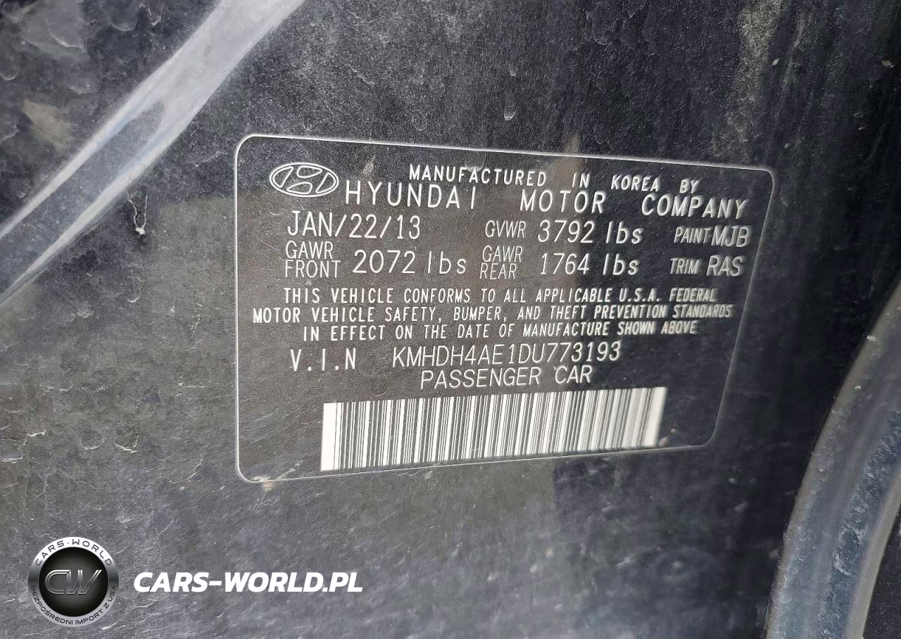 2013 Hyundai Elantra Gls VIN:KMHDH4AE1DU773193 - 13