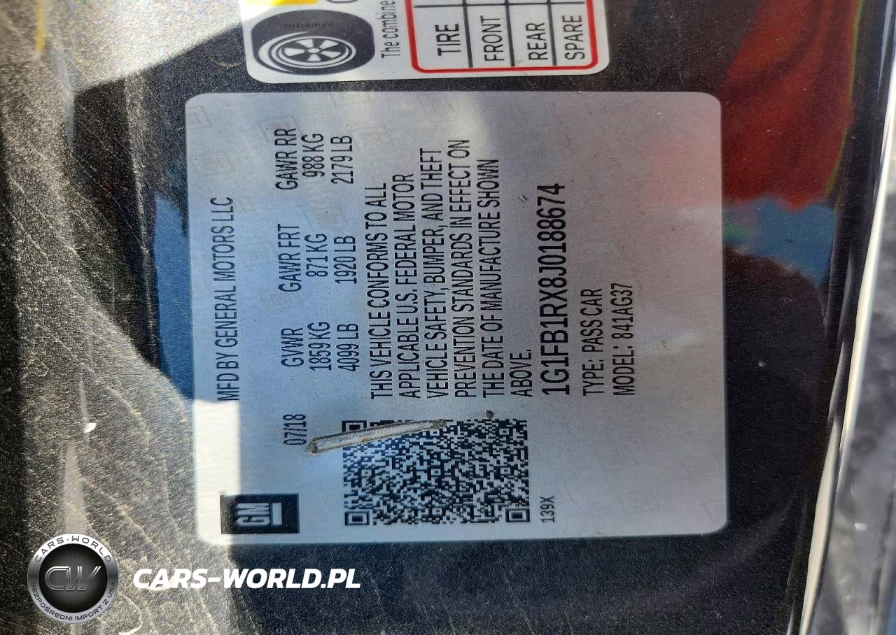 2018 Chevrolet Camaro Lt VIN:1G1FB1RX8J0188674 - 12