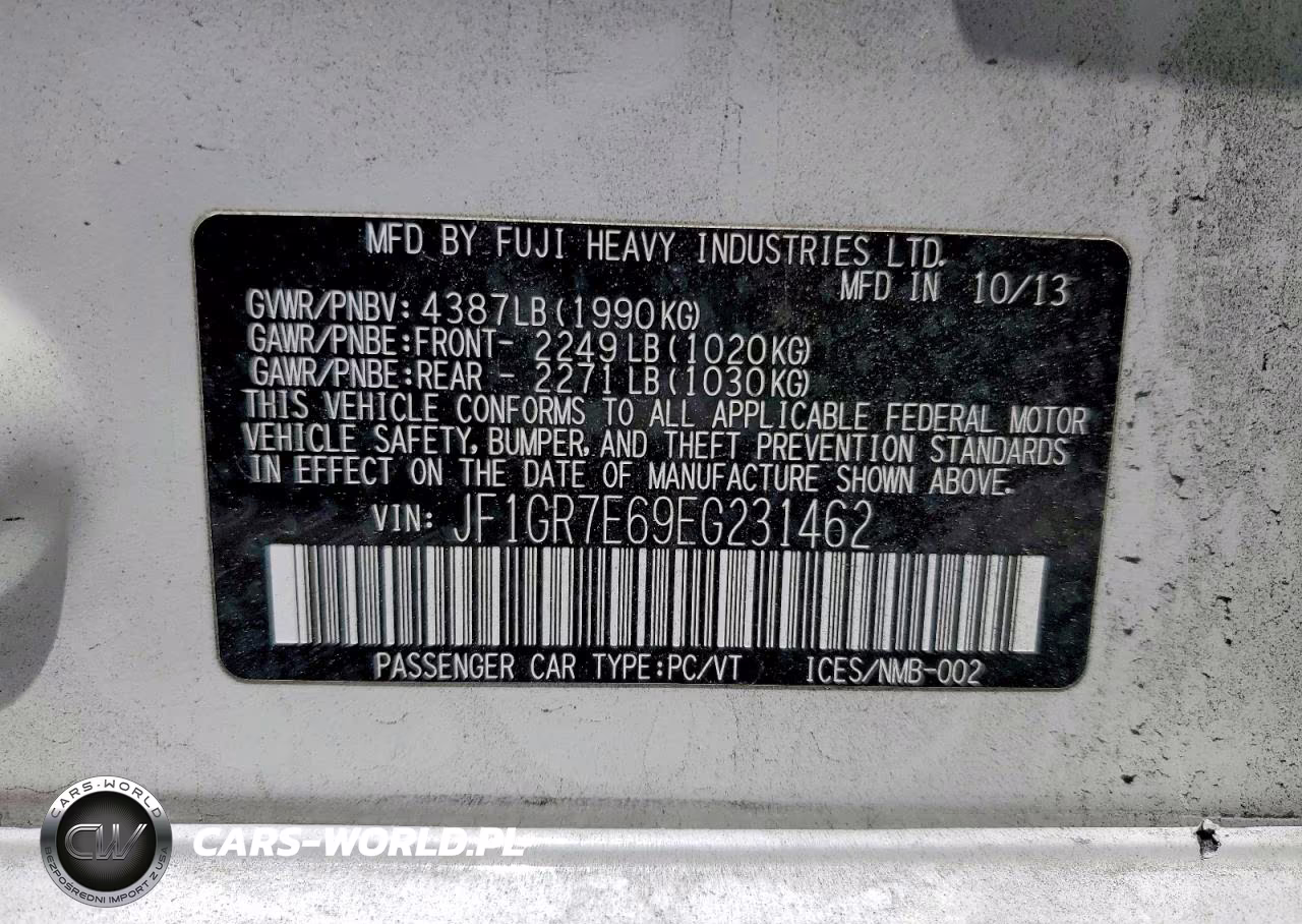 2014 Subaru Impreza Wrx VIN:JF1GR7E69EG231462 - 12