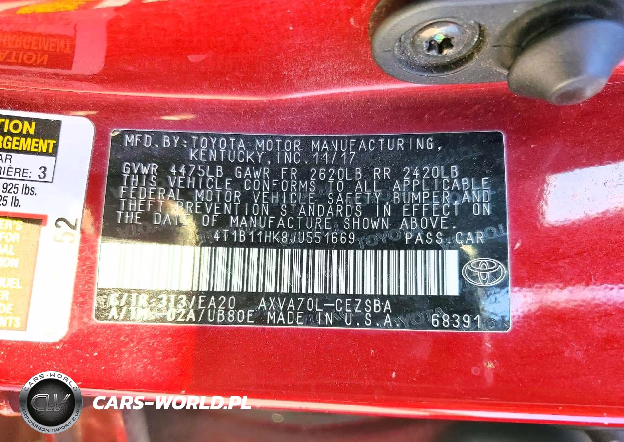 2018 Toyota Camry Se VIN:4T1B11HK8JU551669 - 12