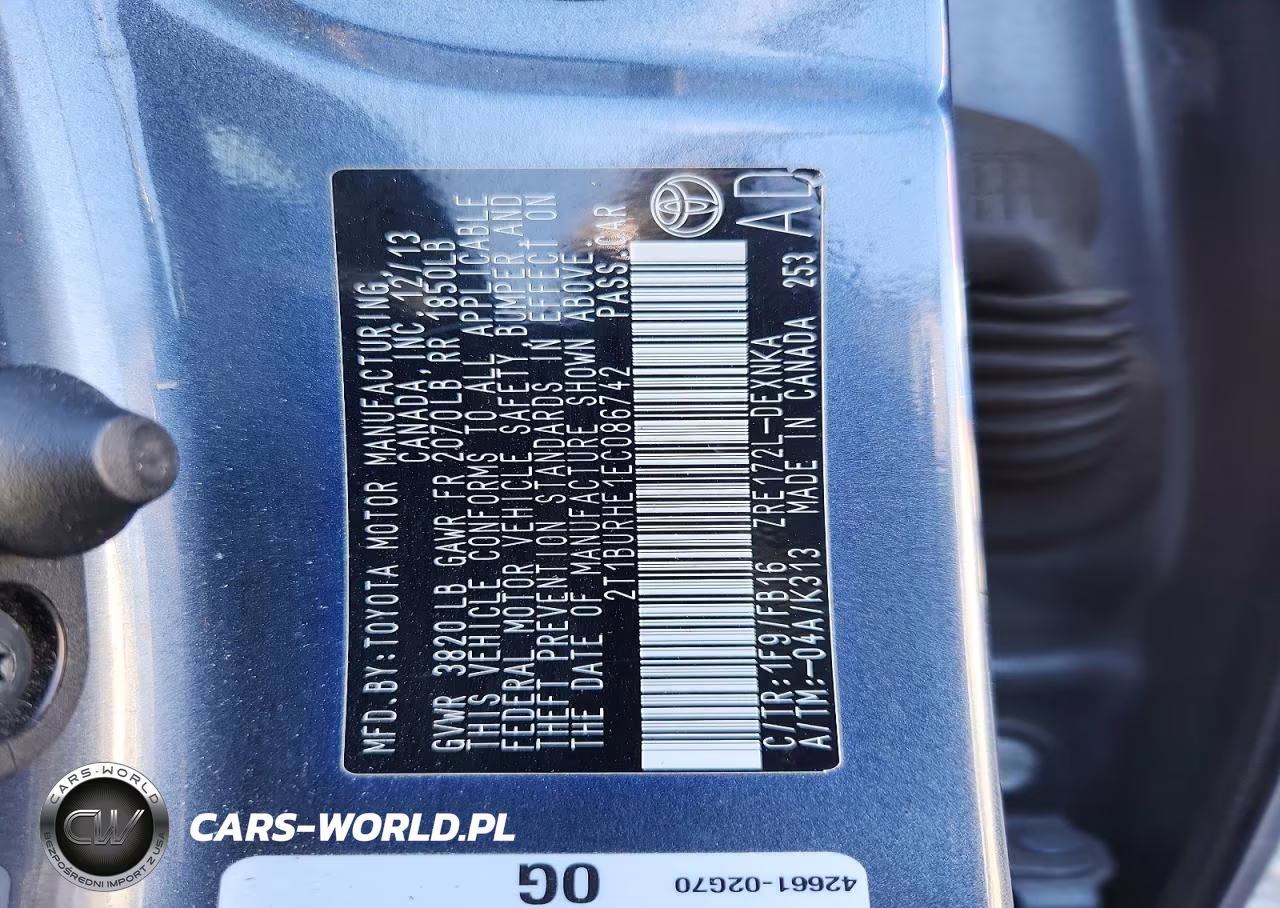 2014 Toyota Corolla Le VIN:2T1BURHE1EC086742 - 12
