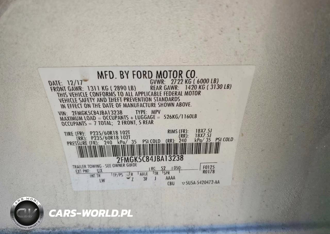 2018 Ford Flex Sel VIN:2FMGK5C84JBA13238 - 13