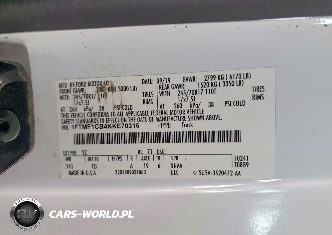 2019 Ford F150 VIN:1FTMF1CB4KKE70316 - 12