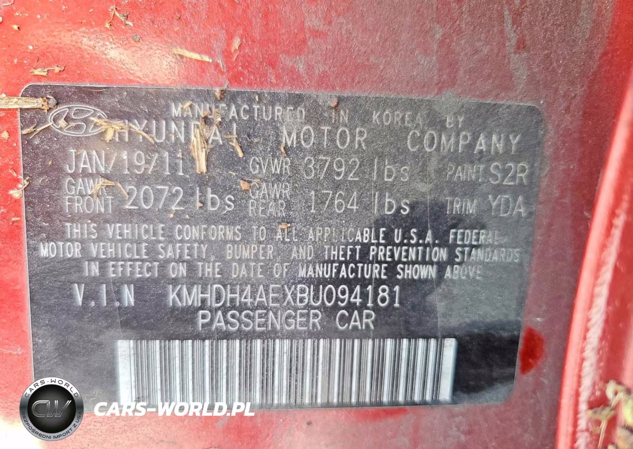 2011 Hyundai Elantra Gls VIN:KMHDH4AEXBU094181 - 12