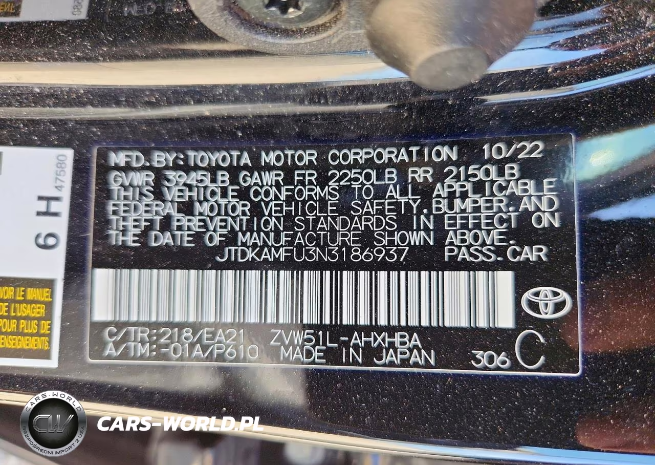 2022 Toyota Prius Limited VIN:JTDKAMFU3N3186937 - 12