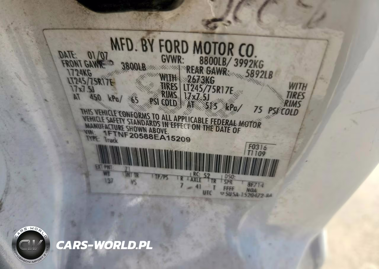 2008 Ford F250 Super Duty VIN:1FTNF20588EA15209 - 12