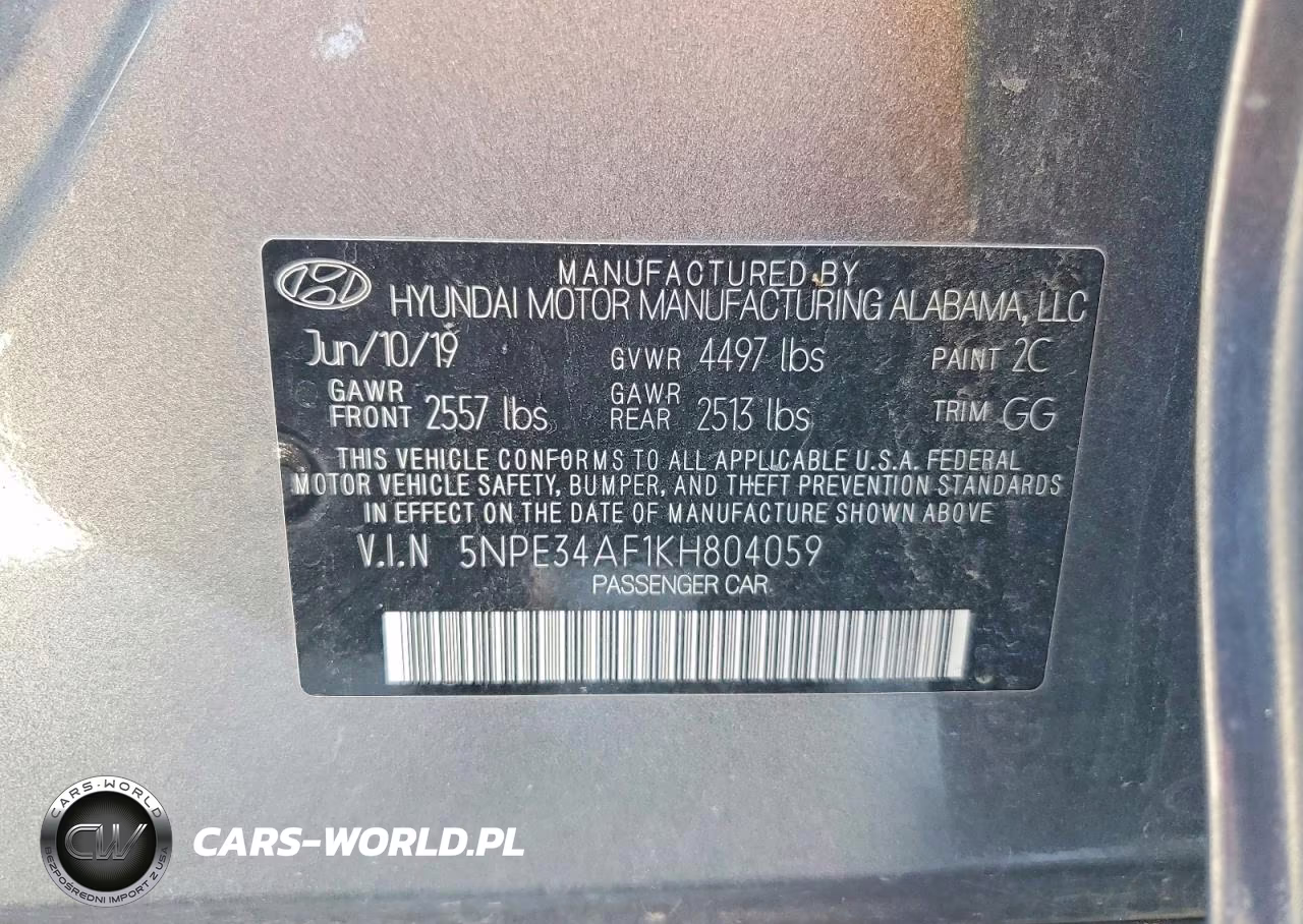 2019 Hyundai Sonata Limited VIN:5NPE34AF1KH804059 - 12