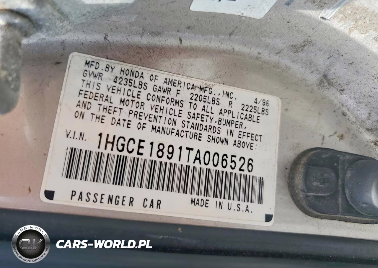 1996 Honda Accord Ex VIN:1HGCE1891TA006526 - 13
