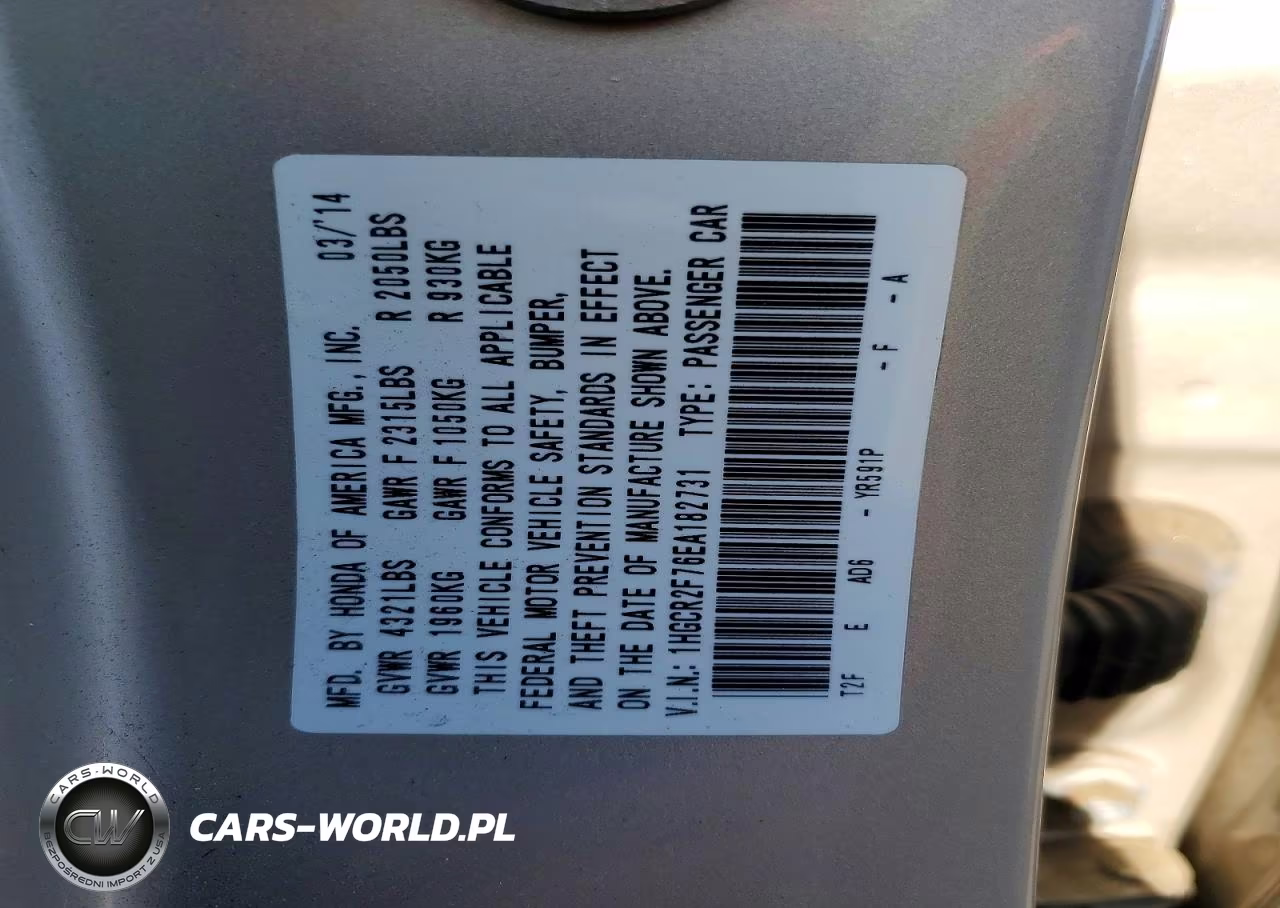 2014 Honda Accord Ex VIN:1HGCR2F76EA182731 - 12