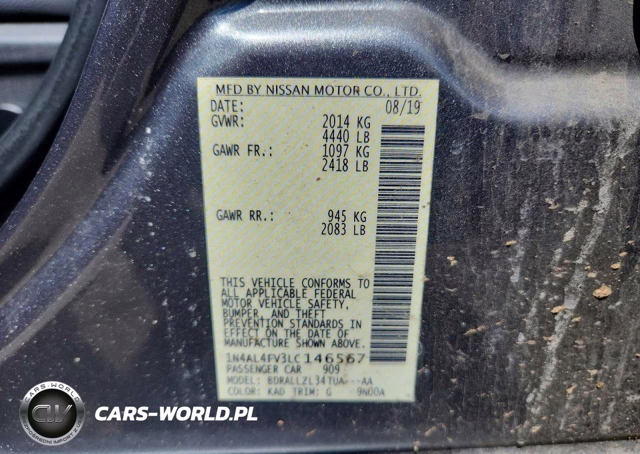 2020 Nissan Altima Platinum VIN:1N4AL4FV3LC146567 - 12