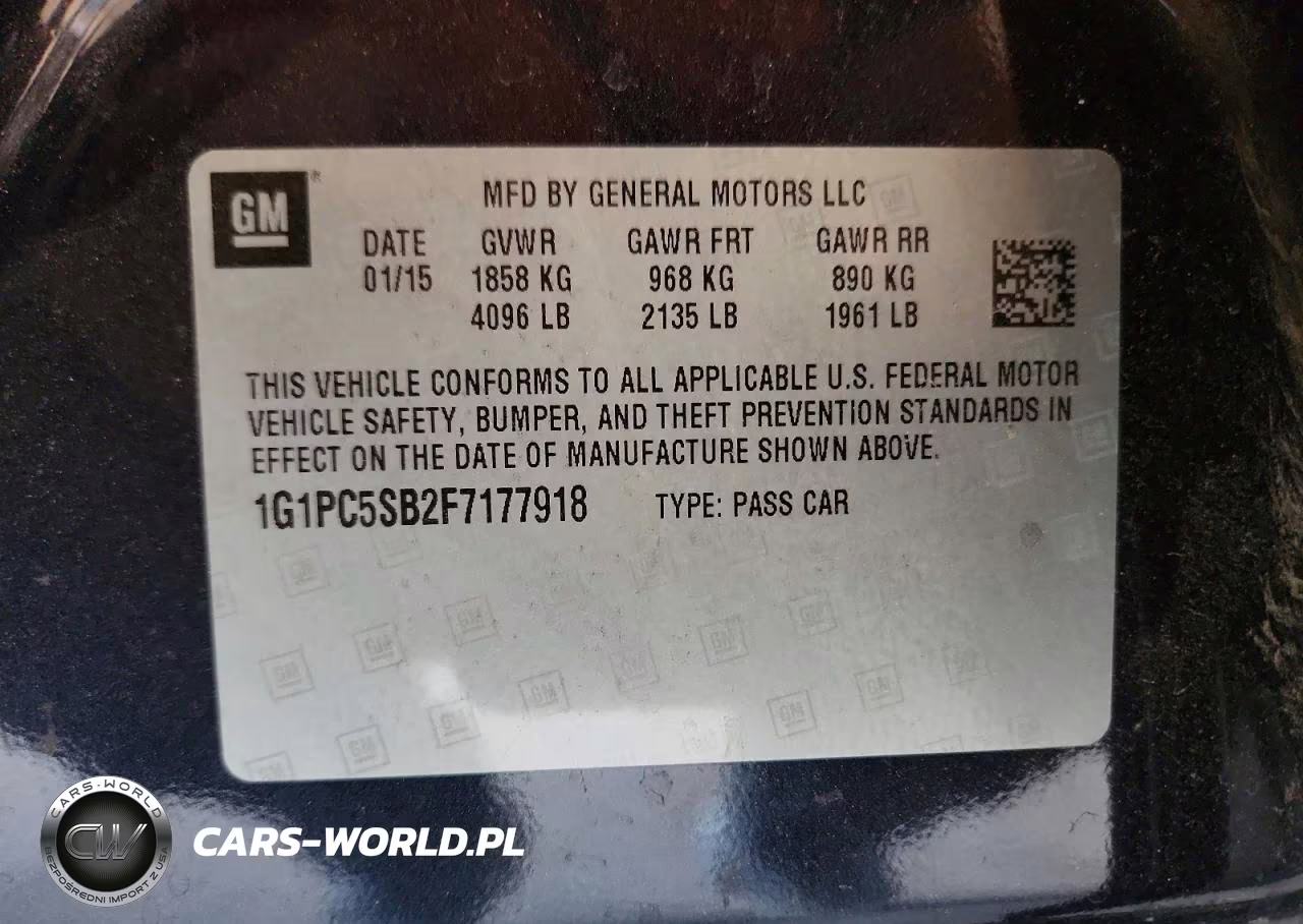 2015 Chevrolet Cruise Lt VIN:1G1PC5SB2F7177918 - 12