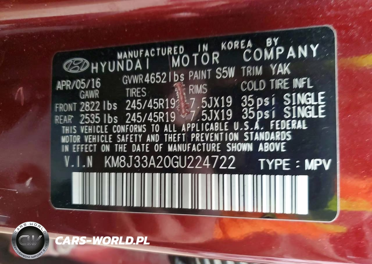 2016 Hyundai Tucson Sport VIN:KM8J33A20GU224722 - 13
