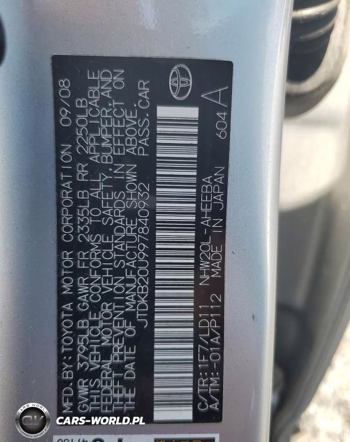 2009 Toyota Prius Base VIN:JTDKB20U997840932 - 12