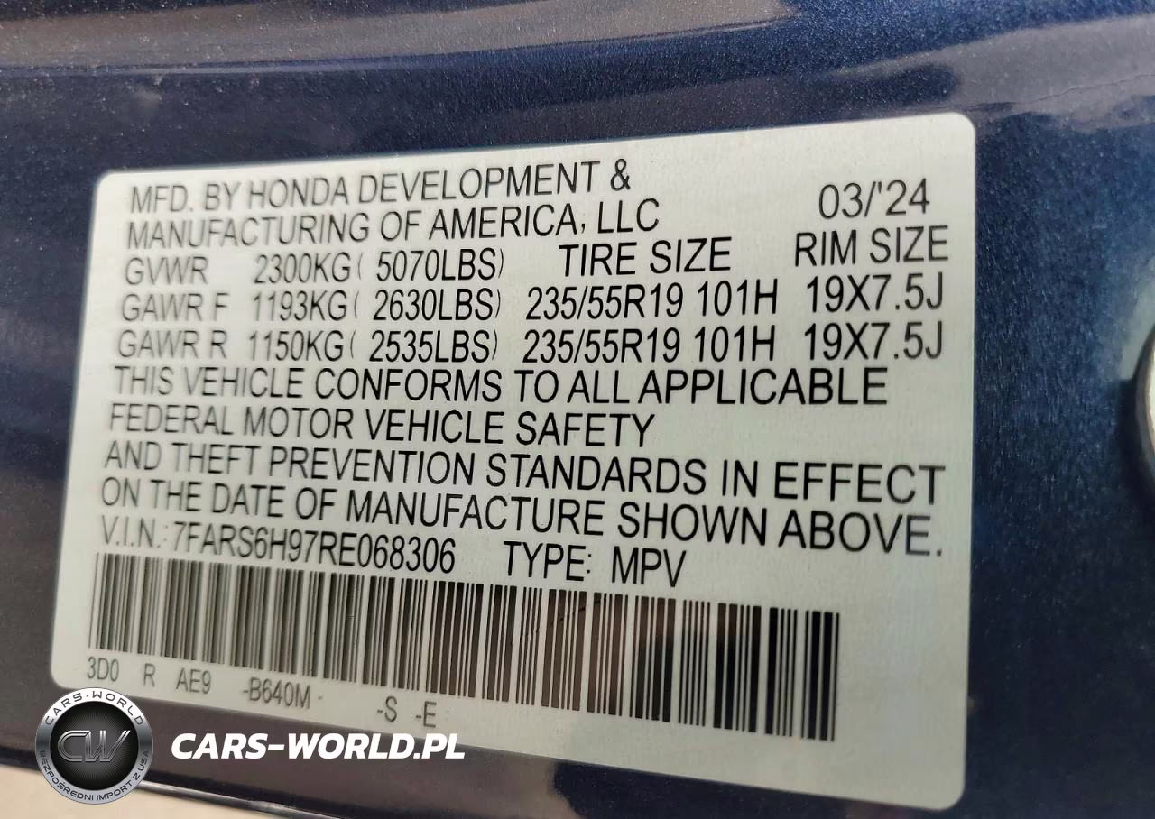 2024 Honda Cr-V Sport Touring VIN:7FARS6H97RE068306 - 14